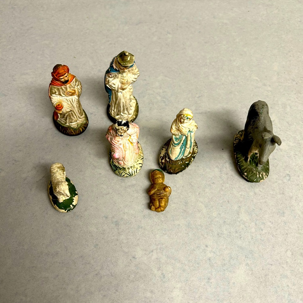 Vintage Painted Rubber Nativity Pieces